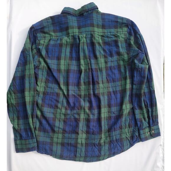 St John Bay Shirt Button Down Trout Run Plaid Cotton Casual Blue Outdoor Size XL - Picture 2 of 5